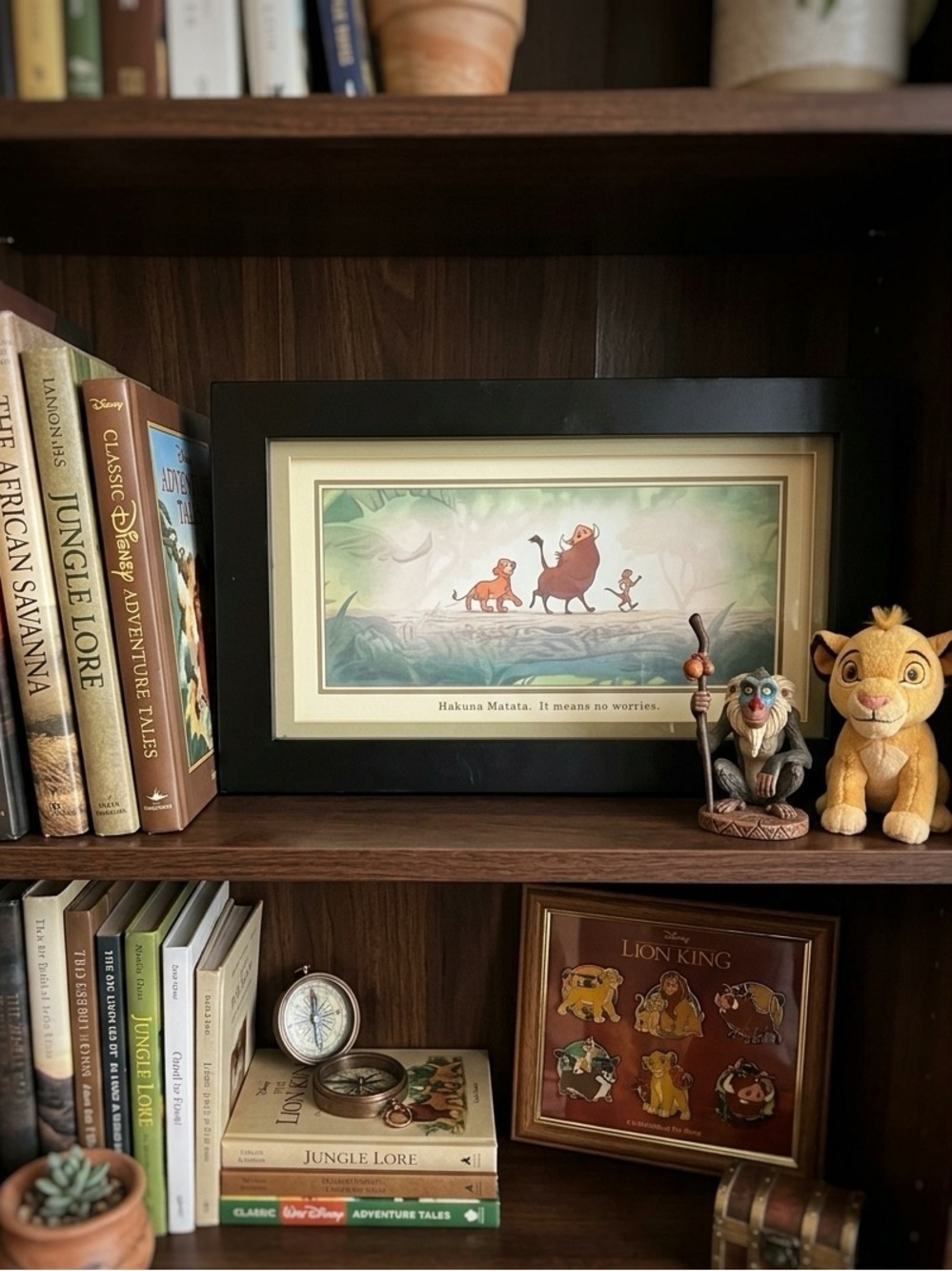 Vintage Framed and Matted Disney Lion King Lithograph Black Frame 5” x 8.5”